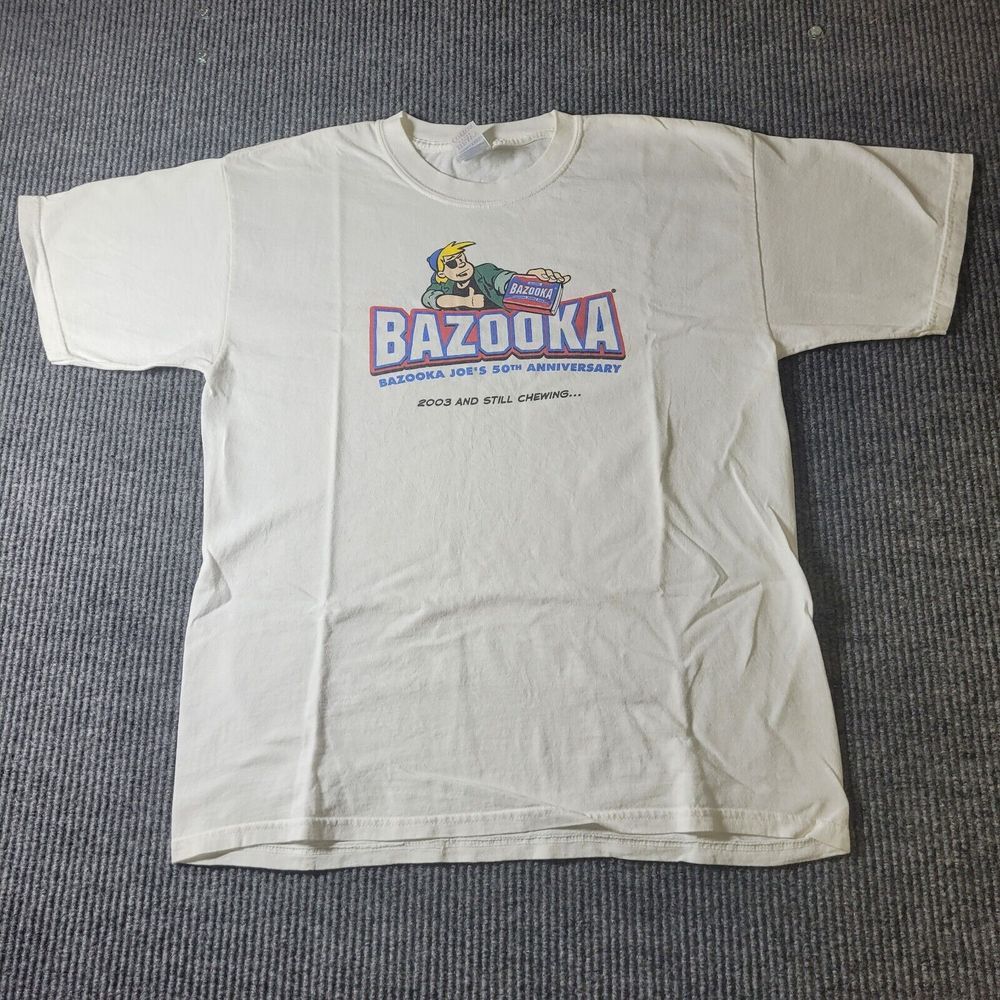 Bazooka Bubble Gum 50th Anniversary Men's Size Large White‎ T Shirt 2003